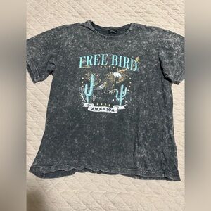 Free Bird Graphic Tee - Distressed oversized